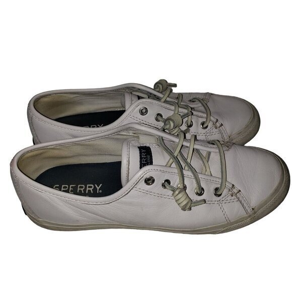 Sperry Top-Sider White Leather Slip-on Sneakers Womens Shoes Size 8.5 Pre-Owned - Picture 12 of 12